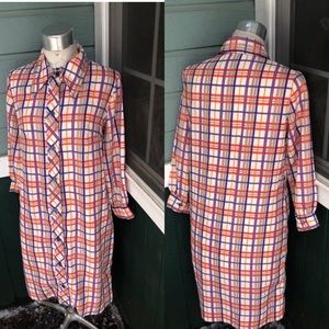 1960s shift dress. Orange plaid mod retro dress